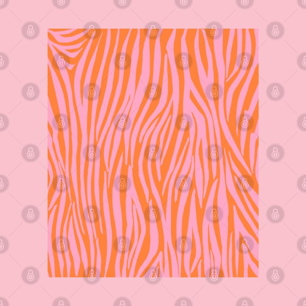 Pink and Orange, Pastel, Zebra Stripes, Pattern by OneThreeSix