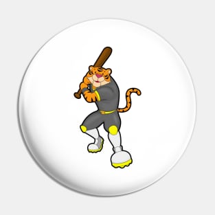 Tiger as Baseball player with Baseball bat Pin