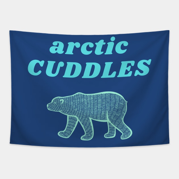 Arctic Cuddles, Sweet Polar Bear Hug Design Tapestry by Green Paladin