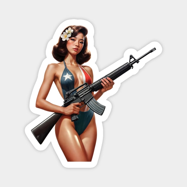 Pinup Girl Magnet by Rawlifegraphic