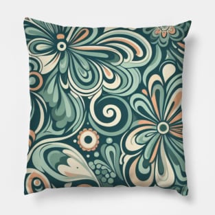 Abstract Floral Design in Greens Pillow