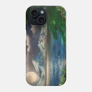 Moon Mountain Lake at night Phone Case