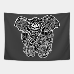 Elephant Zentangle - White Tapestry