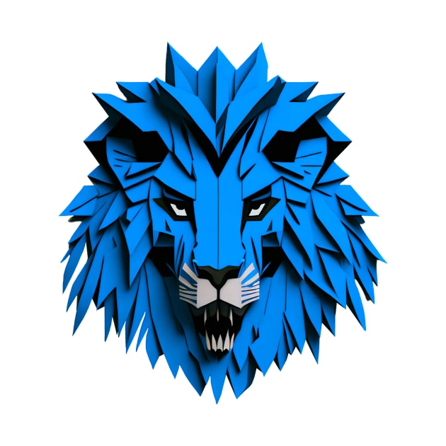 Origami Blue Lion by Squidoink