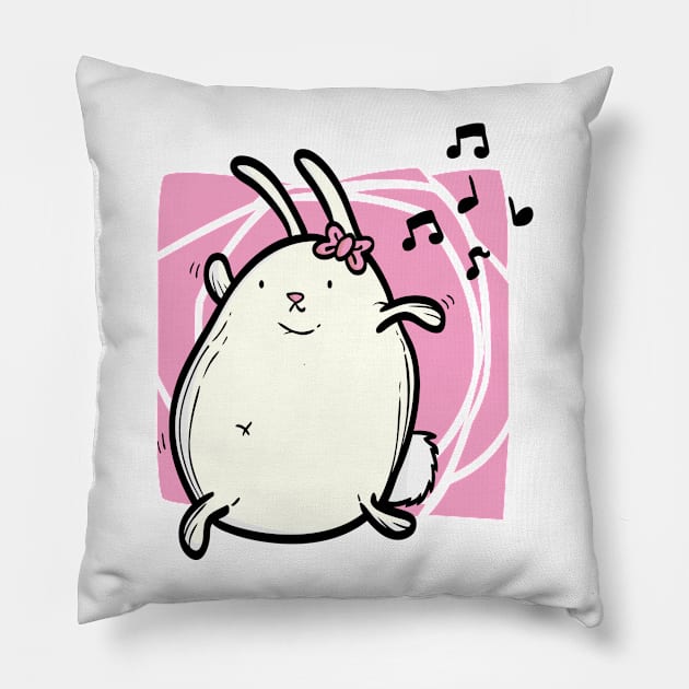 Dancing bunny pink Pillow by Namarqueza