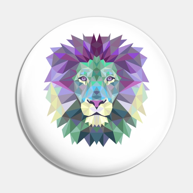 Polygonal lion head t-shirt Pin by Brainable ART