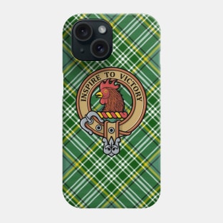 Clan Currie Rooster Crest over Tartan Phone Case