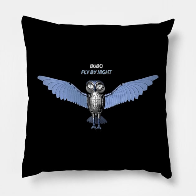 Bubo - Fly By Night - No BG Pillow by RetroZest