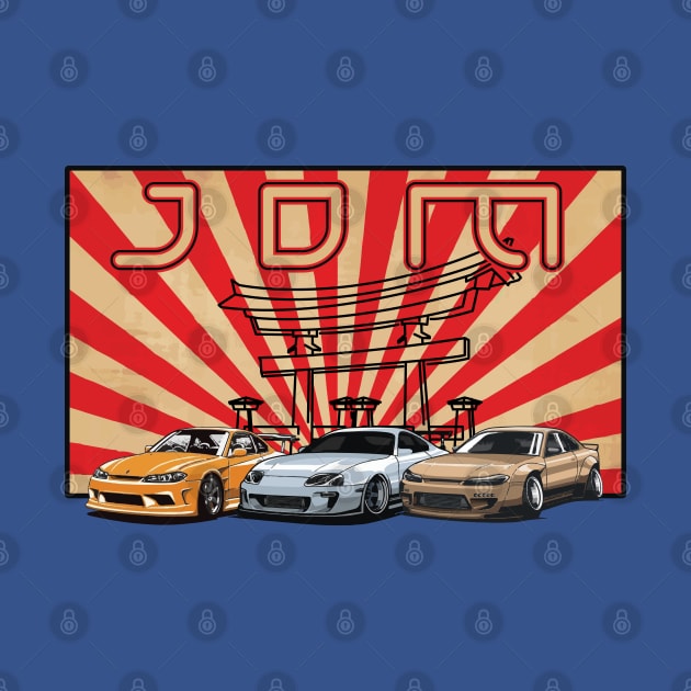 JDM Drift Cars with Torii Gate Graphic by Surfer Dave Designs