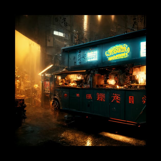 Ramen Truck - Cyberpunk Cityscapes by ArkMinted