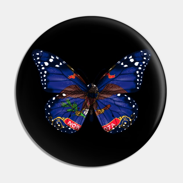 North Dakota Flag Butterfly - Gift for North Dakotan From North Dakota ND Pin by Country Flags