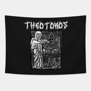 Virgin Mary Punching The Devil Death Metal Gothic Tapestry