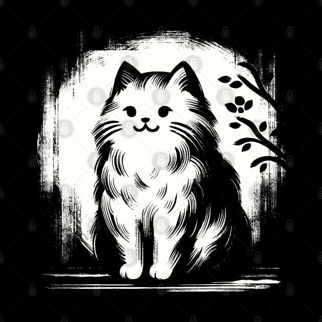 Kawaii Cat Anime Japanese Retro Funny Cat by KsuAnn