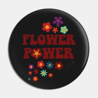 Fun Fall Colors Flower Power Seamless Pattern Graphic Print Pin