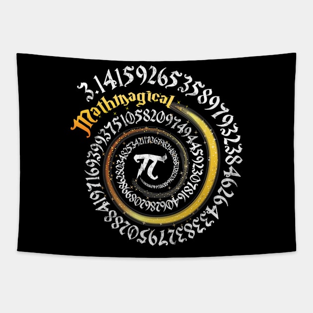 Mathmagical Spiral Pi Wizard Spell Math Geek 3.14 Pi Day Gift Tapestry by andzoo