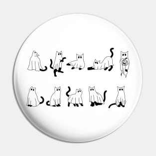 Cute Ghost Cat Funny Halloween Outfit Costumes Pin