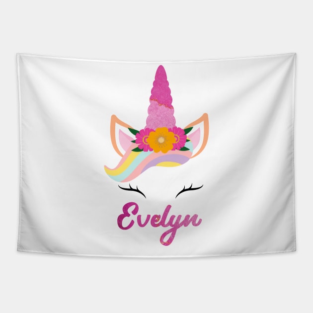 Name evelyn unicorn lover Tapestry by Gaming champion