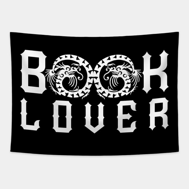 Book lover dragon fantasy Tapestry by All About Nerds