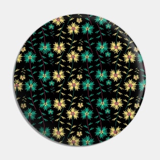 Green and Yellow Repeating Flowers Pin