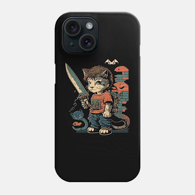 Knife Cat Pixel Art Phone Case by Pixel-Eye