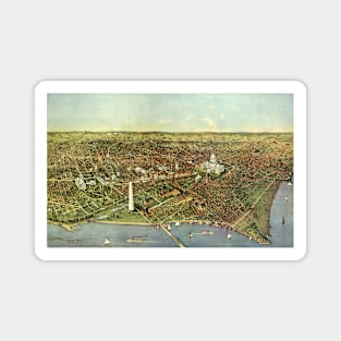 Antique Map with a Panoramic View of Washington DC Magnet