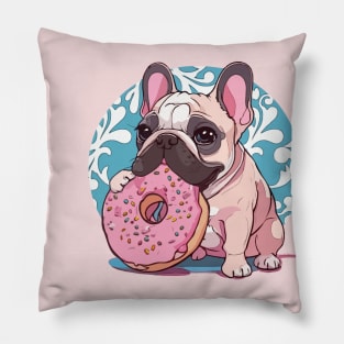 French bulldog lovers, sweet frenchie with sweet pink donuts, I love frenchie Pillow