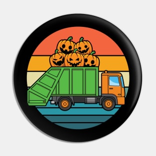 Garbage Truck Jack O Lantern Pumpkin Halloween Pin