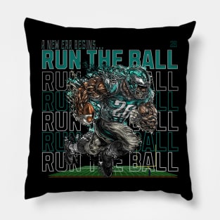 Saquon Barkley Homecoming 2 - Run The Ball! New Era in Philly Edition Pillow