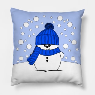 Cheeky Christmas Snowman with Royal Blue Hat Pillow