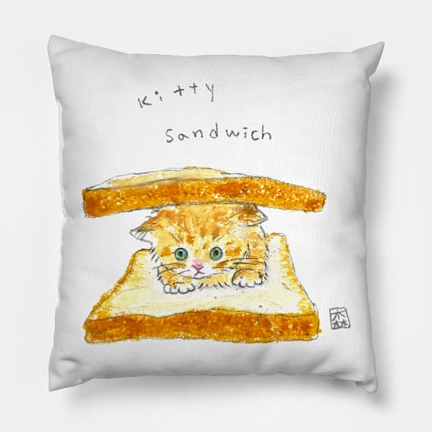 Kitty sandwich Pillow by colorofmori