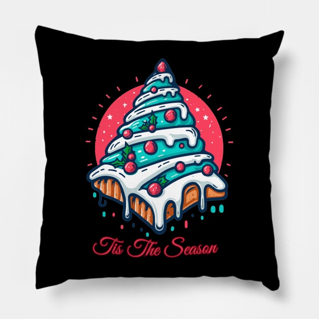 Tis The Season Christmas Tree Cake Little Debbie Christmas Pillow by AlephArt