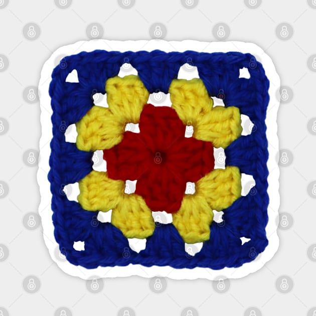 Primary Colors Vintage Crochet Granny Square Magnet by rat-and-goose