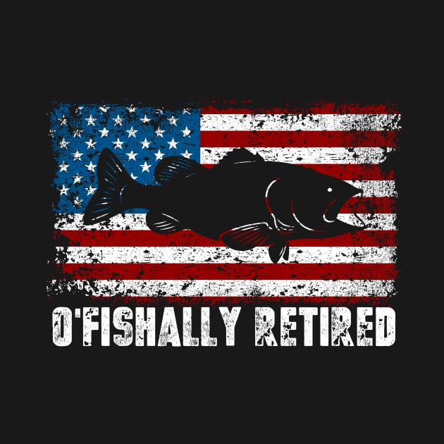 Funny O'Fishally Retired Fishing USA Flag by RadStar