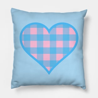 Pink and Blue Buffalo Plaid Heart Pillow