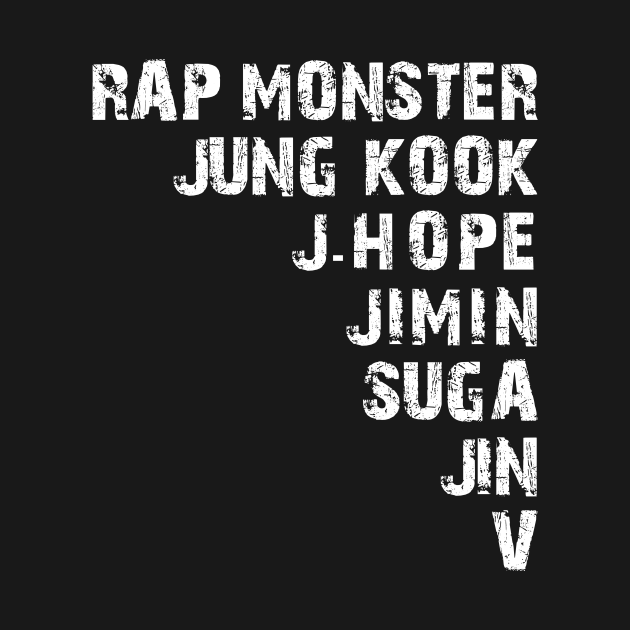 KPOP BTS BANGTAN BOYS MEMBERS NAMES - Kpop Bts Members Name - T-Shirt