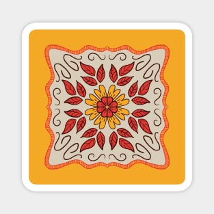 Buttery Yellow and Tangerine floral Provencal style design Magnet