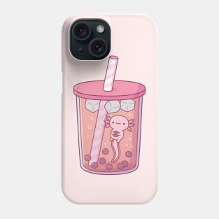 Cute Axolotl Swimming In Bubble Tea Phone Case