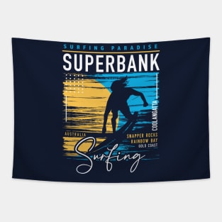 Retro Superbank Surfing // Surfers Paradise // Surf Gold Coast Tapestry