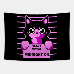 Midnight oil cats Tapestry