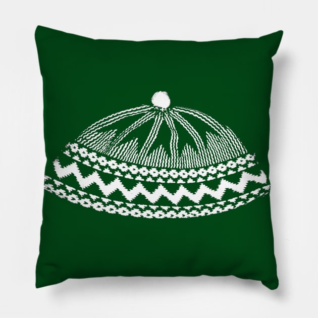 Kufi Haji Muslim Hat Green Design Pillow by Tony Cisse Art Originals