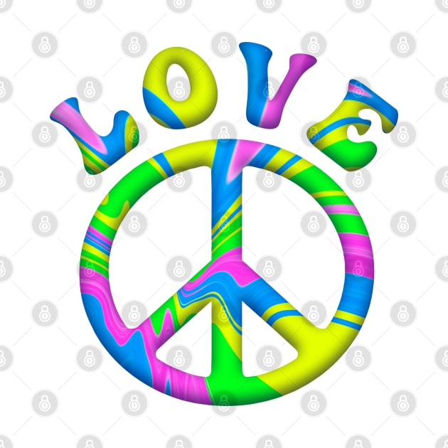 Retro Tie Dye Love and Peace Sign by Roly Poly Roundabout