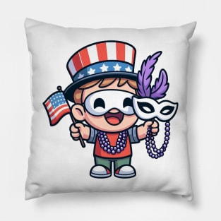 A Whimsical Tribute to American Culture in Cartoon Style T-Shirt Pillow