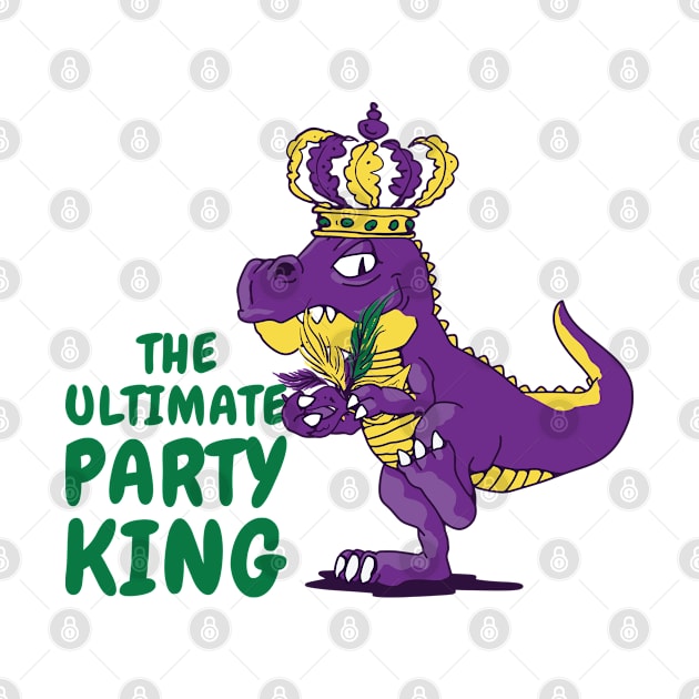 Mardi Gras Carnival T-rex Dinosaur Party King by Tom´s TeeStore