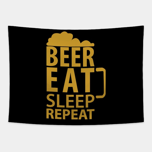 Beer Eat Sleep Repeat Tapestry by HelloShirt Design