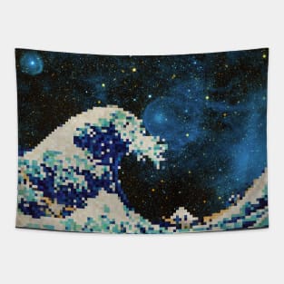 The Great Wave - Hokusai - Pixel Galaxy Tapestry