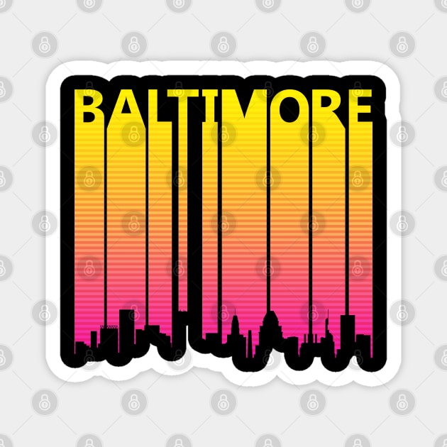 Retro 1980s Baltimore Skyline Silhouette Magnet by GWENT