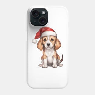 Beagle Dog in Santa Hat Phone Case