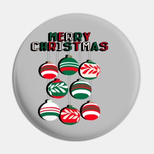 Merry Christmas Baubles in Tradition Red and Green Colours Pin