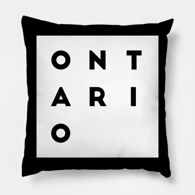 Ontario | White square, black letters | Canada Pillow by Classical