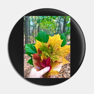 Green and Yellow Fall Leaves in Maine Pin